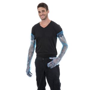 כפפות ניילון ארוכות עם גומיה בקצה